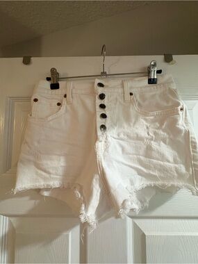 pistola White High-Rise Button-Front Denim Cutoff Shorts